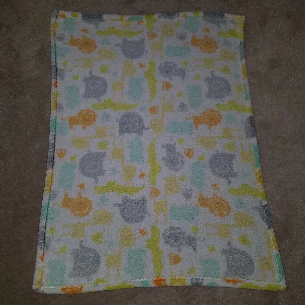 Baby Starters Safari Blanket Elephant Lion Giraffe Hippo Owl Yellow Orange Gray